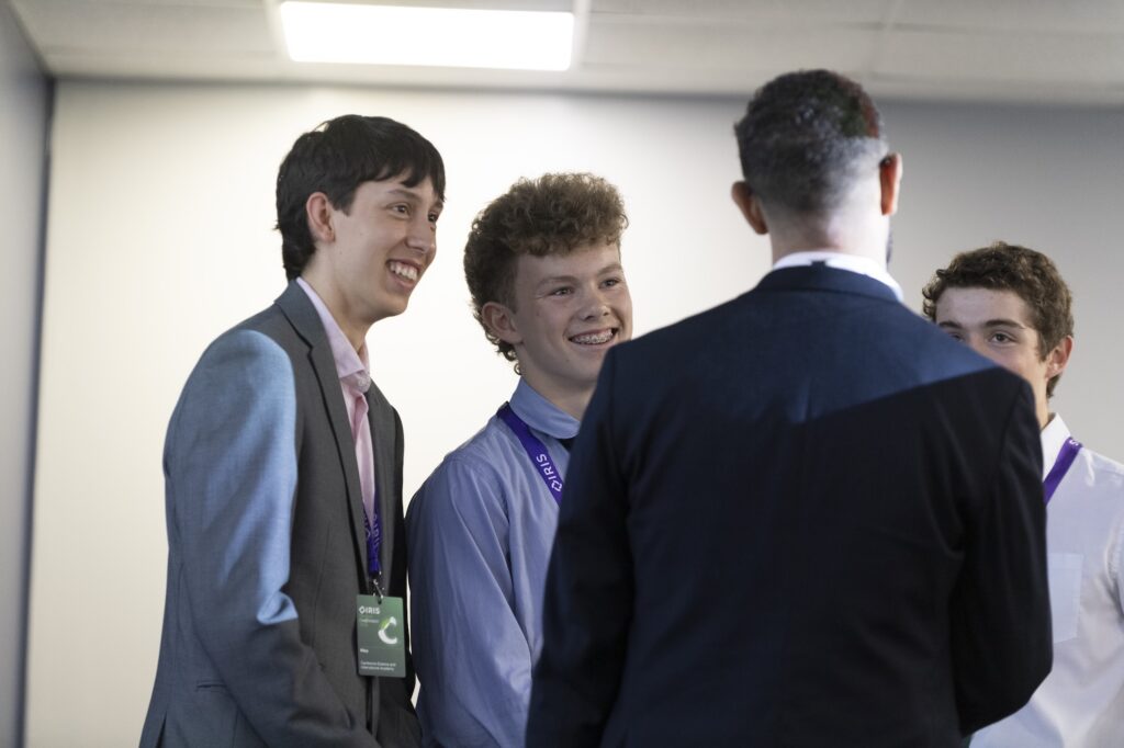 Discussing research at conference